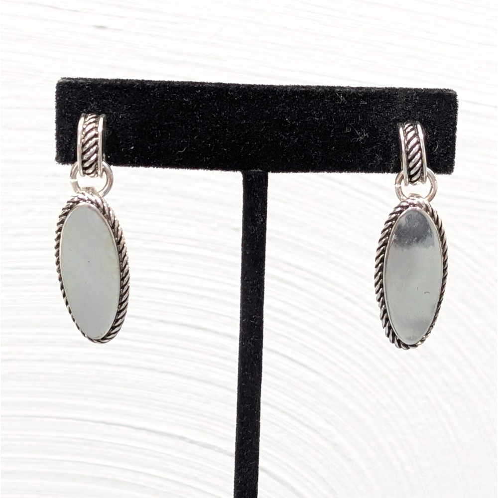 Napier Silver Tone Oval Ribbed Dangle Earrings Western‎ Chic Pierced